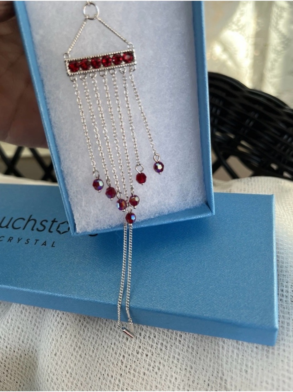 Touchstone Crystal $119 RT Value Red Siam Fringe Benefits Pendant Necklace - Picture 5 of 16